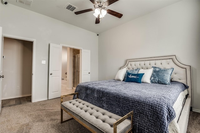bedroom featuring carpet, visible vents, and baseboards