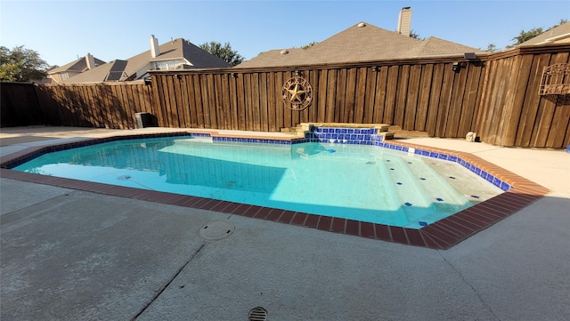 view of pool featuring a fenced backyard and a fenced in pool
