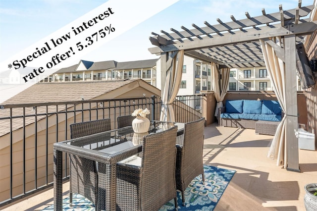 1023 Tea Olive Ln, Dallas, TX 75212 - patio / terrace featuring a pergola, outdoor dining space, and an outdoor hangout area