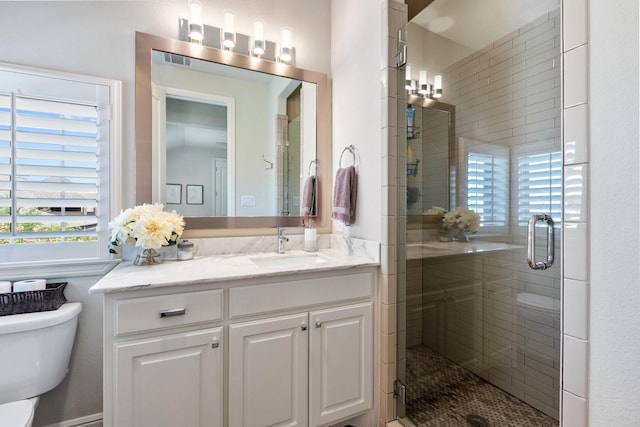 801 Giverny Ln, Southlake, TX 76092 - bathroom featuring toilet, vanity, and a shower stall