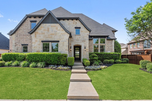 801 Giverny Ln, Southlake, TX 76092 - french provincial home featuring a shingled roof, stone siding, and brick siding