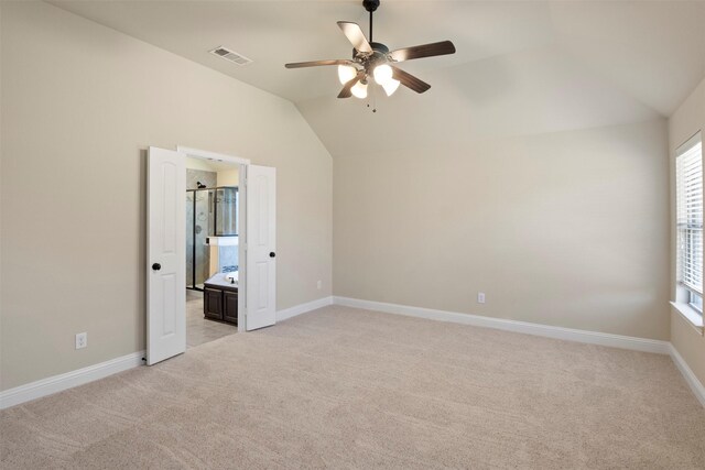 248 Van Buren Dr, Forney, TX 75126 - bathroom featuring a bath, a ceiling fan, and vaulted ceiling