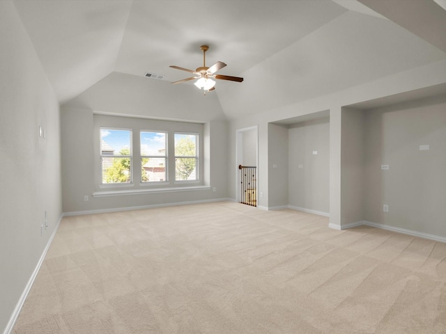 4600 Crossvine Dr, Prosper, TX 75078 - bonus room with light colored carpet, vaulted ceiling, ceiling fan, and baseboards