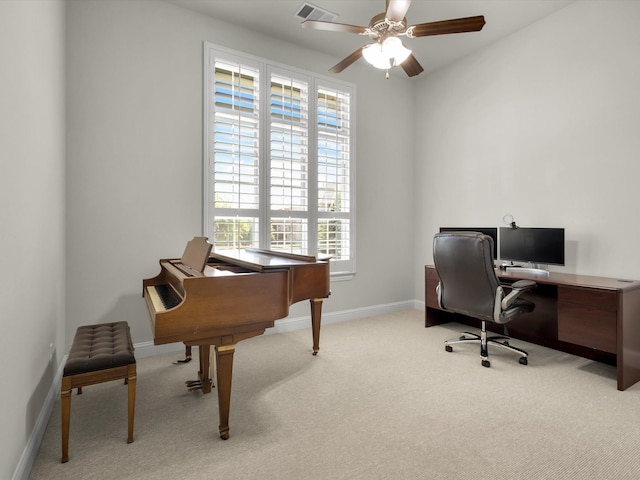 4600 Crossvine Dr, Prosper, TX 75078 - carpeted home office featuring plenty of natural light, a ceiling fan, and baseboards