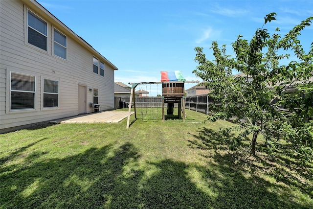 12109 Arbor Lake Rd, Rhome, TX 76078 - view of yard with fence, a patio area, and a playground