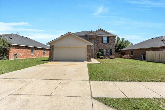 12109 Arbor Lake Rd, Rhome, TX 76078 - traditional-style home with driveway, brick siding, and a front yard