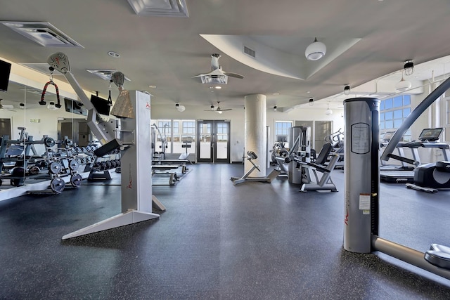 gym featuring visible vents
