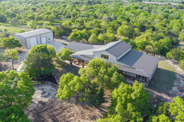 drone / aerial view with a forest view