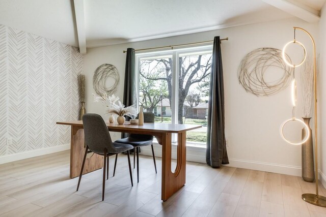 4043 Flintridge Dr, Dallas, TX 75244 - office space with baseboards, beamed ceiling, and wallpapered walls