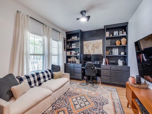 10041 Callan Ln, Fort Worth, TX 76131 - office area with light wood-style floors and built in features