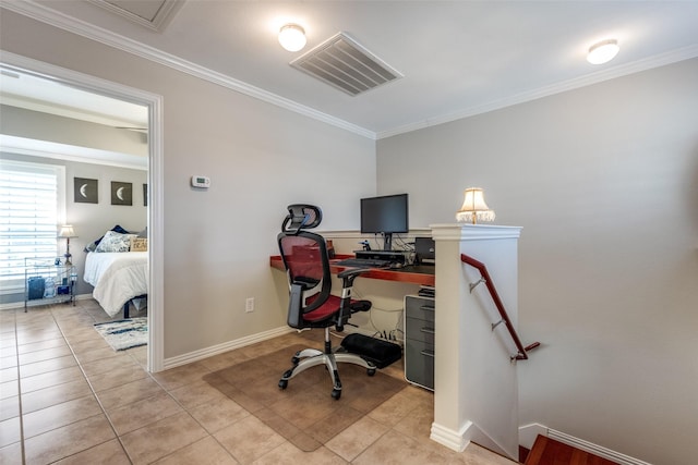 575 S Virginia Hills Dr Unit 1502, Mckinney, TX 75072 - office featuring light tile patterned floors, crown molding, and baseboards