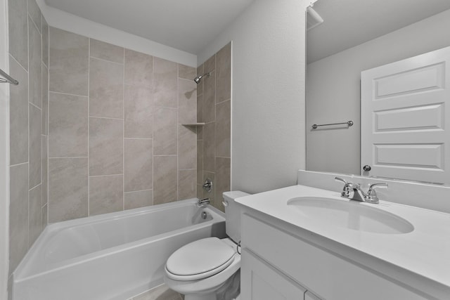 full bathroom with shower / bathtub combination, toilet, and vanity