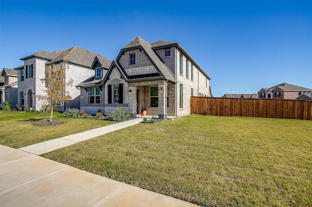 16900 Sophora Ave, Justin, TX 76247 - view of front of house featuring roof with shingles, fence, stone siding, and a front yard