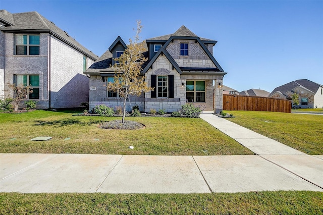 16900 Sophora Ave, Justin, TX 76247 - view of front of property featuring a front lawn, fence, and stone siding