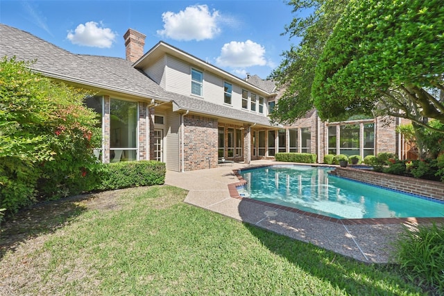 pool with a lawn