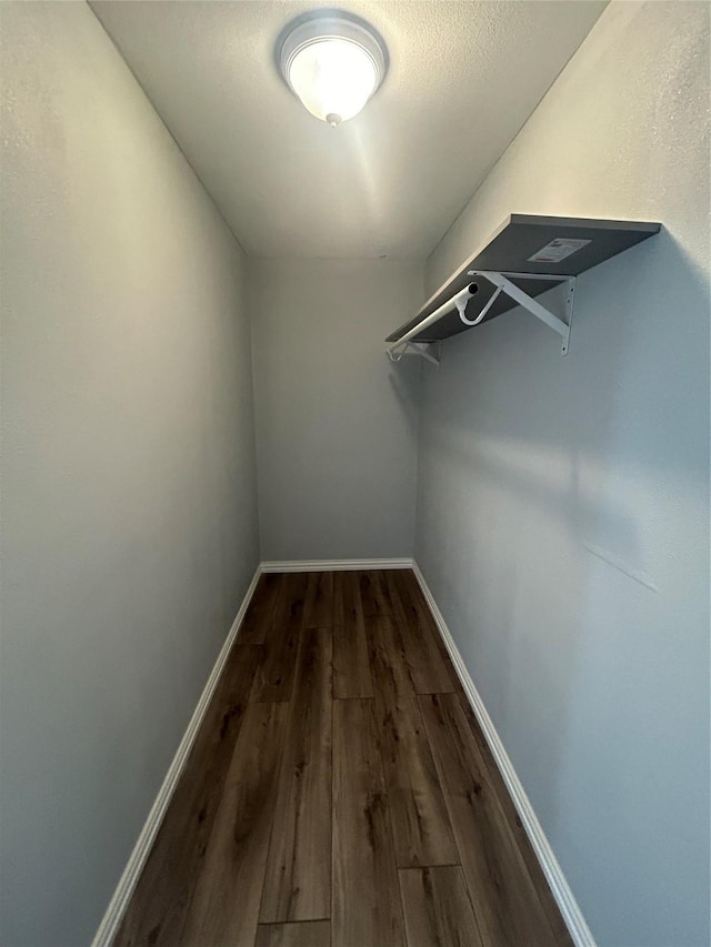 walk in closet featuring dark wood finished floors