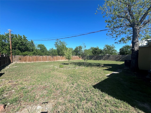 view of yard with a fenced backyard
