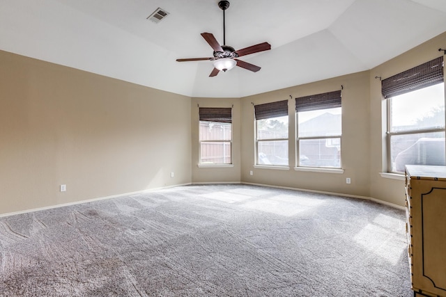 10625 Sexton Dr, Mckinney, TX 75072 - unfurnished room with a ceiling fan, carpet, healthy amount of natural light, and vaulted ceiling
