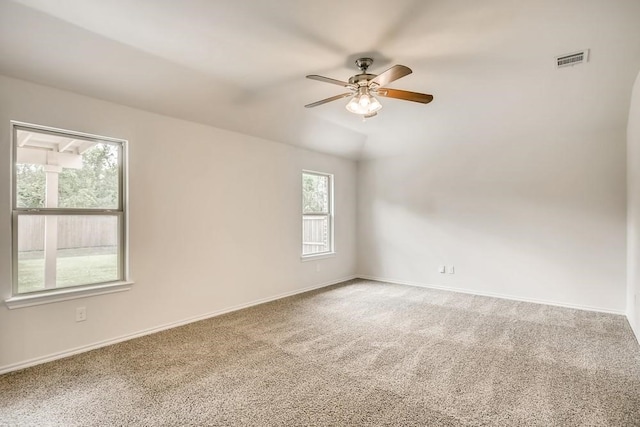 2235 Vance Dr, Forney, TX 75126 - carpeted empty room with baseboards, a ceiling fan, and visible vents