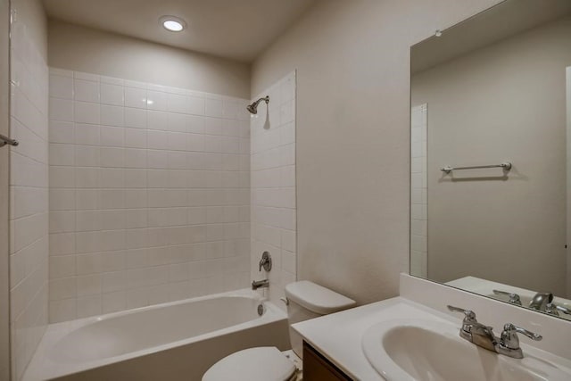 2235 Vance Dr, Forney, TX 75126 - bathroom with toilet, shower / bathtub combination, vanity, and recessed lighting