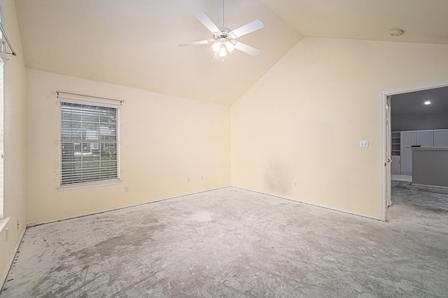 6132 Haley Ln, Fort Worth, TX 76132 - empty room with lofted ceiling, carpet flooring, and ceiling fan
