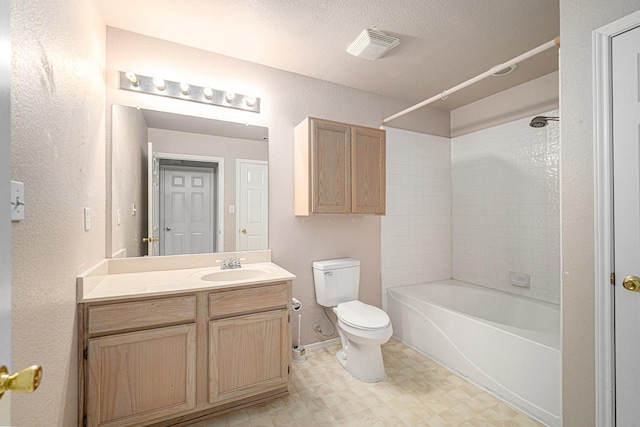 6132 Haley Ln, Fort Worth, TX 76132 - bathroom with tile patterned floors, vanity, shower / washtub combination, toilet, and visible vents