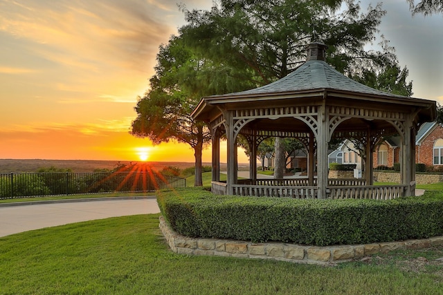 6132 Haley Ln, Fort Worth, TX 76132 - view of property's community with fence, a lawn, and a gazebo