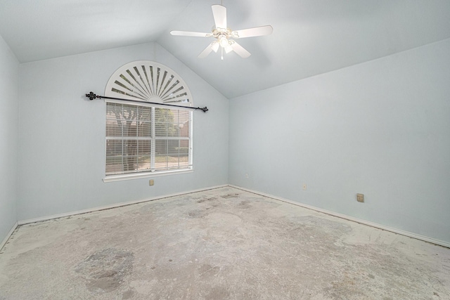6132 Haley Ln, Fort Worth, TX 76132 - spare room with vaulted ceiling, baseboards, and ceiling fan