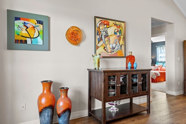 details featuring wood finished floors and baseboards