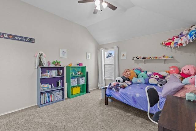 9112 Manassas Rdg, Mckinney, TX 75071 - carpeted bedroom featuring lofted ceiling, ceiling fan, and baseboards