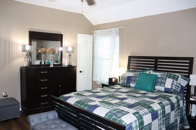 103 Sunglow Loop, Red Oak, TX 75154 - bedroom featuring wood finished floors, a ceiling fan, and lofted ceiling