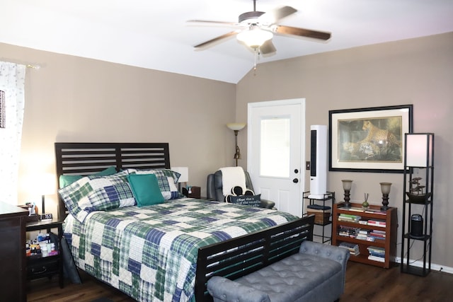 103 Sunglow Loop, Red Oak, TX 75154 - bedroom featuring lofted ceiling, wood finished floors, ceiling fan, and baseboards
