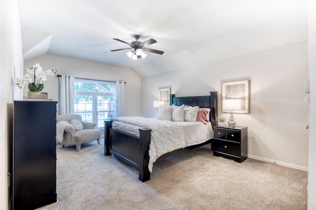 8741 Bigelow Dr, Plano, TX 75024 - carpeted bedroom with vaulted ceiling, ceiling fan, and baseboards
