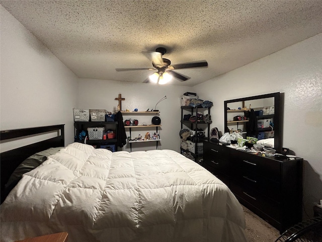 612 Ridgeline Dr, Hurst, TX 76053 - carpeted bedroom featuring a textured ceiling and ceiling fan