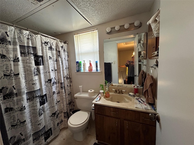 612 Ridgeline Dr, Hurst, TX 76053 - full bathroom with toilet, vanity, tile patterned flooring, and a shower with curtain