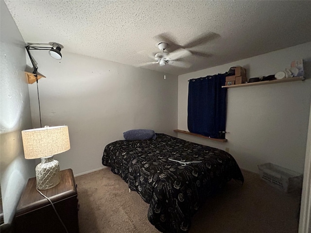 612 Ridgeline Dr, Hurst, TX 76053 - bedroom featuring carpet floors, a textured ceiling, and ceiling fan