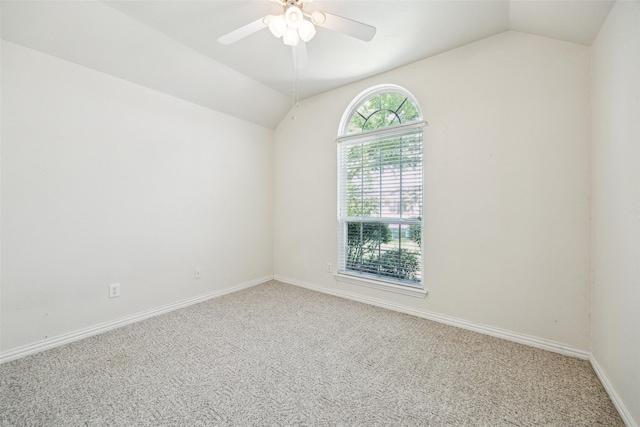109 Shawnee St, Greenville, TX 75402 - carpeted empty room featuring lofted ceiling, a ceiling fan, and baseboards