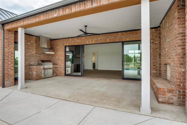2016 Meadowlark, Aledo, TX 76008 - view of patio / terrace with area for grilling and ceiling fan