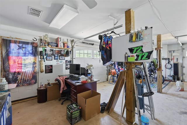 office space featuring concrete flooring and visible vents