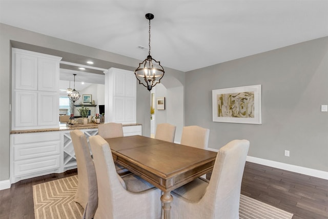 1808 Balboa Park Dr, Prosper, TX 75078 - dining room featuring a chandelier, dark wood-style flooring, baseboards, and recessed lighting