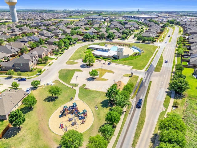 aerial view with a residential view