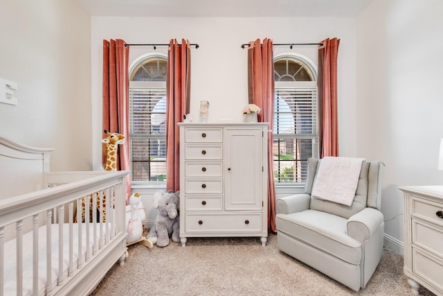 11225 Klondike Ln, Aubrey, TX 76227 - carpeted bedroom with baseboards, a crib, and multiple windows