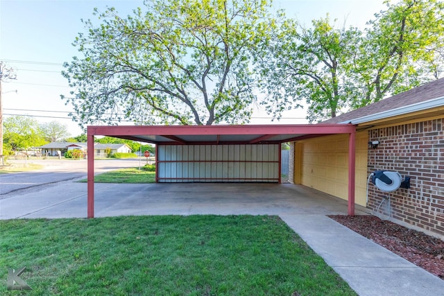 view of parking featuring driveway and an attached carport