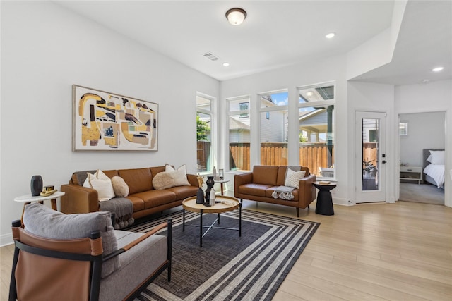 13361 Hedgebrook Pl, Fort Worth, TX 76008 - living room featuring light wood finished floors and recessed lighting