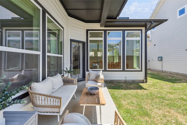 13361 Hedgebrook Pl, Fort Worth, TX 76008 - exterior space with an outdoor living space with a fire pit
