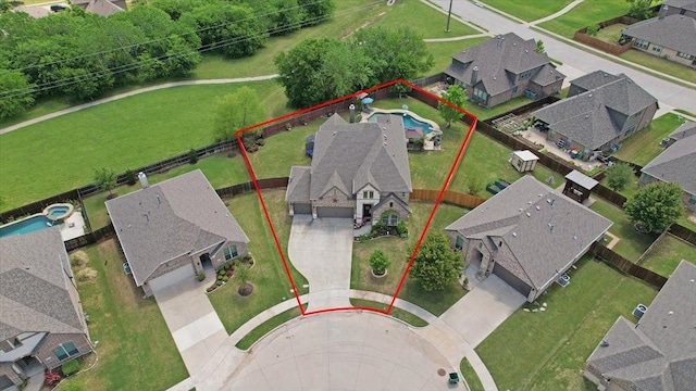 aerial view featuring a residential view