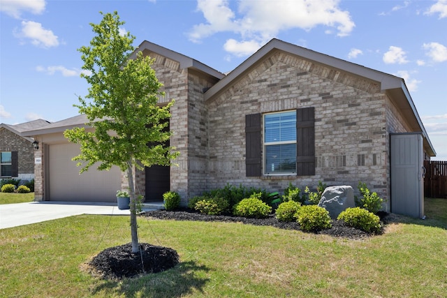 5924 Harvey Gap Ln, Denton, TX 76226 - view of front of home with a garage, driveway, a front lawn, and stone siding