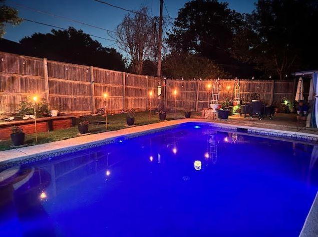 view of swimming pool featuring a fenced backyard and a fenced in pool