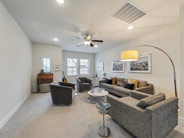 9136 Rock Daisy Ct, Dallas, TX 75231 - living room with carpet floors, recessed lighting, and a ceiling fan