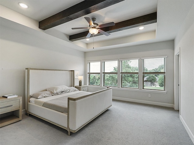 9136 Rock Daisy Ct, Dallas, TX 75231 - bedroom with multiple windows, beam ceiling, carpet, recessed lighting, and a ceiling fan